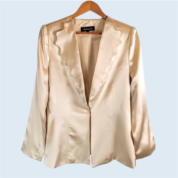 Women Silk Scallop Collar Blazer Sz. 4 NWT Whitney Eve 100% Silk Jacket - Picture 1 of 12